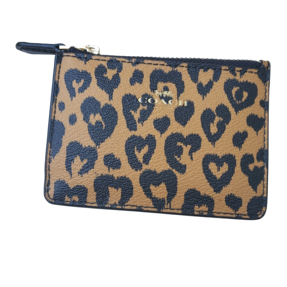 NWT COACH wild heart mini shinny ID/key/coin case F23623